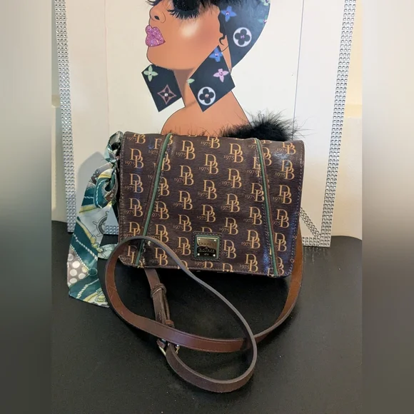 Dooney & Bourke Grace Signature DB Brown Crossbody Bag - Picture 3 of 17